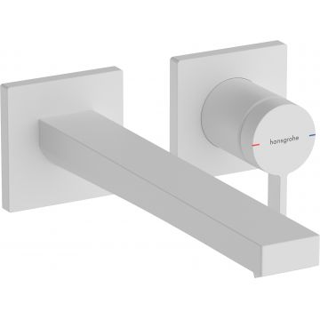 Baterie lavoar Hansgrohe Tecturis E din 2 elemente  de perete  pipa 22.5cm  alb mat