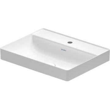 Lavoar Duravit DuraSquare 59x47cm  fara preaplin  montare pe blat  cu capac ceramic pentru ventil inclus  alb