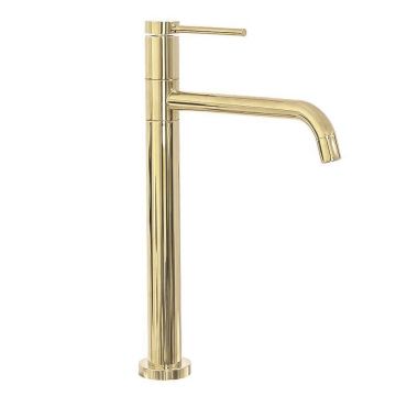 Baterie pentru lavoar Rea Lugano Slim High , auriu lucios