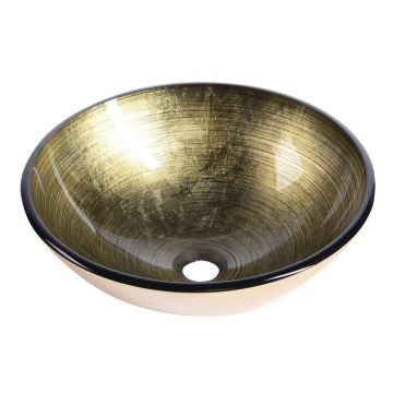 Chiuvetă aurie rotundă din sticlă ø 42 cm Fianna – Sapho