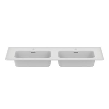 Chiuvetă dublă albă din ceramică 124x46 cm Strada II – Ideal Standard