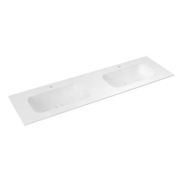 Chiuvetă dublă albă din piatră artificială 200x51,5 cm Aruba – Sapho