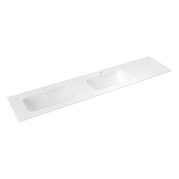 Chiuvetă dublă albă din piatră artificială 220x51,5 cm Aruba – Sapho