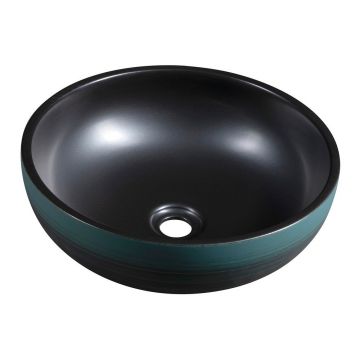 Chiuvetă neagră/turcoaz rotundă din ceramică ø 41 cm Priori – Sapho