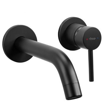 Baterie lavoar incastrata Rea Owen + box, negru mat