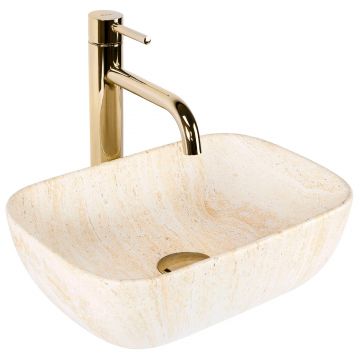 Lavoar baie pe blat dreptunghiular 36 cm ceramică imitatie piatra mat – Rea Belinda Mini