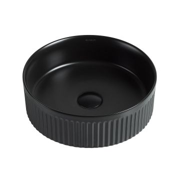 Lavoar de baie Alva, pe blat, rotund, din ceramica sanitara, 35.5 cm, negru mat, Elysium Lavoar de baie Alva, pe blat, rotund, din ceramica sanitara, 35.5 cm, negru mat, Elysium