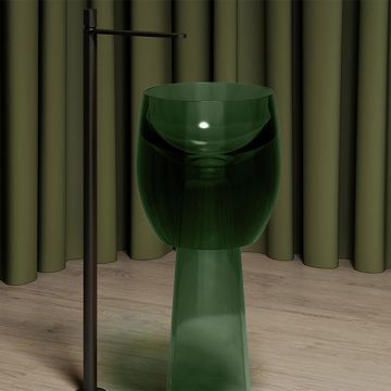 Lavoar de baie, freestanding, 40 cm, rotund, din rasina, verde transparent, MonBlari