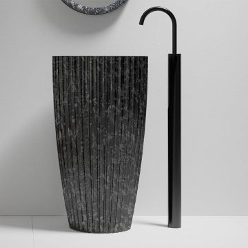 Lavoar de baie, freestanding, 50 cm, rotund, din fibra de carbon Mozaic, negru, MonBlari
