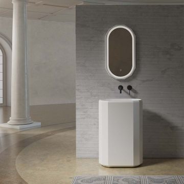 Lavoar de baie, freestanding, 60x36 cm, oval, din compozit, alb mat, MonBlari Beryl