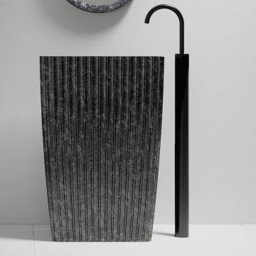 Lavoar de baie, freestanding, 60x38 cm, dreptunghiular, din fibra de carbon Mozaic, negru, MonBlari
