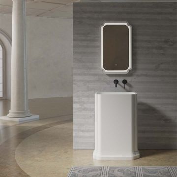 Lavoar de baie, freestanding, 66x42 cm, oval, din compozit, alb mat, MonBlari Chloe