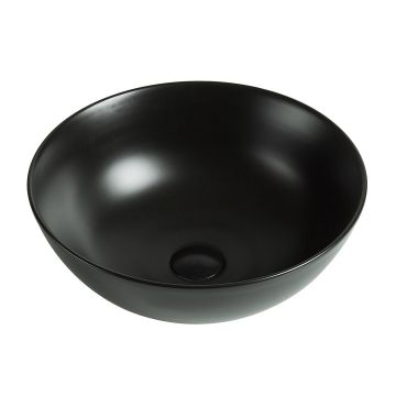 Lavoar de baie Loire, pe blat, rotund, din ceramica sanitara, 41.5 cm, negru mat, Elysium Lavoar de baie Loire, pe blat, rotund, din ceramica sanitara, 41.5 cm, negru mat, Elysium