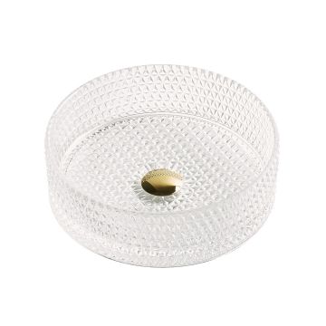 Lavoar de baie Lunara, pe blat, rotund, din sticla, 36 cm, transparent, Elysium