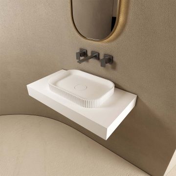 Lavoar de baie, pe blat, 50 cm, dreptunghiular, din compozit, alb mat, MonBlari