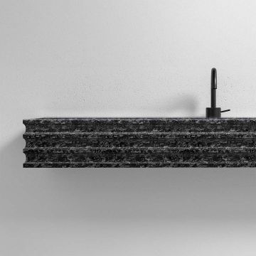 Lavoar de baie, pe perete, 100x45 cm, dreptunghiular, din fibra de carbon Mozaic, negru, MonBlari