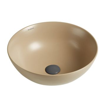 Lavoar de baie Sava, pe blat, rotund, din ceramica sanitara, 41.5 cm, cappuccino, Elysium Lavoar de baie Sava, pe blat, rotund, din ceramica sanitara, 41.5 cm, cappuccino, Elysium