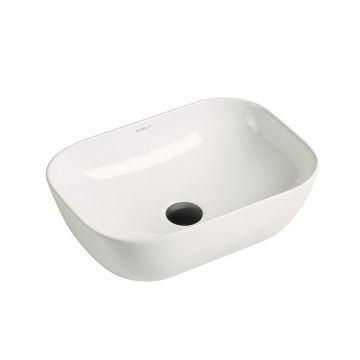 Lavoar de baie Soria, pe blat, dreptunghiular, cu margini rotunjite, din ceramica sanitara, 45.5 cm, alb lucios, Elysium Lavoar de baie Soria, pe blat, dreptunghiular, cu margini rotunjite, din ceramica sanitara, 45.5 cm, alb lucios, Elysium