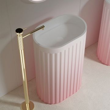 Lavoar freestanding, oval, din compozit, alb, 55 cm, finisaj mat, MonBlari