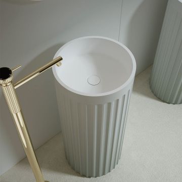 Lavoar freestanding, rotund, din compozit, alb, 40 cm, finisaj mat, MonBlari