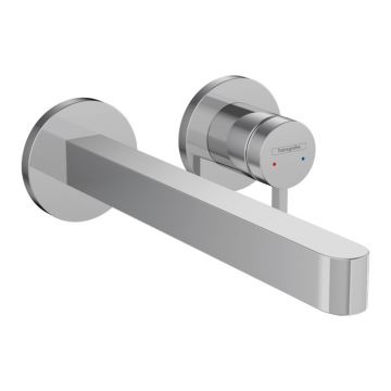 Baterie lavoar cu montaj pe perete, Hansgrohe, Finoris, cu pipa 22,8 cm, crom