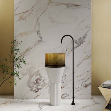 Lavoar de baie, freestanding, 36 cm, rotund, din rasina si compozit,  transparent, MonBlari