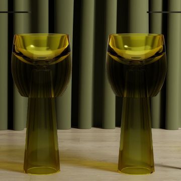 Lavoar de baie, freestanding, 40 cm, rotund, din rasina, galben transparent, MonBlari