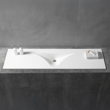 Lavoar de baie, incastrat, 1600x500x150 mm, dreptunghiular, din compozit, alb mat, MonBlari