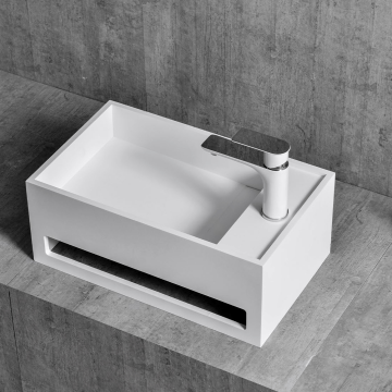 Lavoar de baie, pe blat, 50 cm, dreptunghiular, din compozit, alb, MonBlari