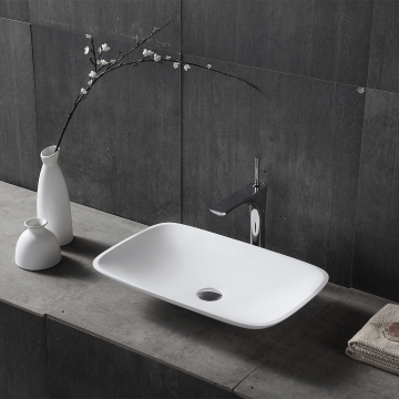 Lavoar de baie, pe blat, 60.5 cm, dreptunghiular, din compozit, alb, MonBlari