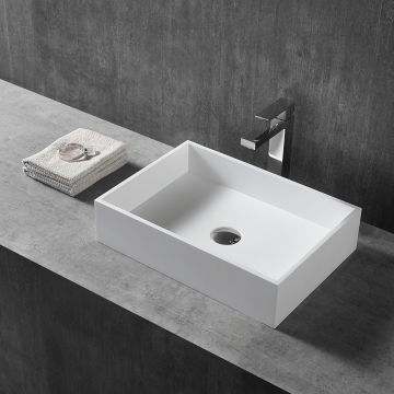 Lavoar de baie, pe blat, 60 cm, dreptunghiular, din compozit, alb, MonBlari