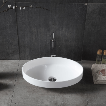 Lavoar de baie, pe blat, 67 cm, oval, cu margini inalte, din compozit, alb, MonBlari