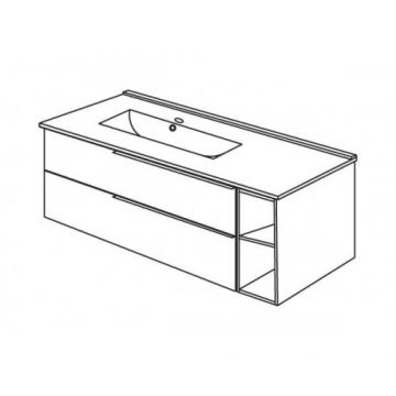 Set masca Savinidue Oikos si lavoar ceramic cu extensie frontala, 121 cm - Dimensiune 121 cm