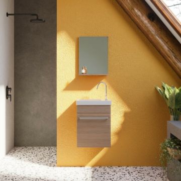 Set masca Savinidue Perla cu lavoar si oglinda - Dimensiune 105 cm