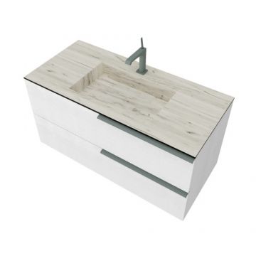 Set masca si lavoar Savinidue Oikos HPL Rovere Ghiaccio - Dimensiune 101 cm