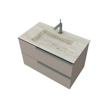 Set masca si lavoar Savinidue Oikos HPL Rovere Ghiaccio - Dimensiune 81cm