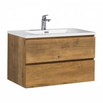 Set mobilier baie cu lavoar incastrat Wellis Monaco 80 cm - Dimensiune 80 cm