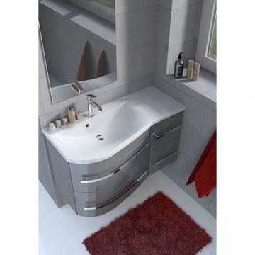 Set Mobilier Suspendat Cu Lavoar Marmura Opal Stanga 90cm gri - Oristo - Dimensiune 90 cm