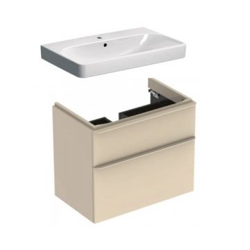 Set mobilier suspendat Geberit Smyle cu lavoar 75 cm, gri nisip - Dimensiune 75 cm