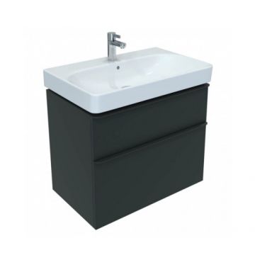 Set mobilier suspendat Geberit Smyle cu lavoar 75 cm, negru mat - Dimensiune 75 cm