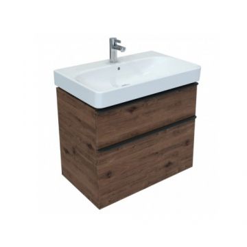 Set mobilier suspendat Geberit Smyle cu lavoar 75 cm, nuc mat - Dimensiune 75 cm