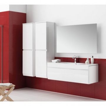 Set mobilier suspendat Oristo Horyzont alb si lavoar marmura 120 cm - Dimensiune 120 cm