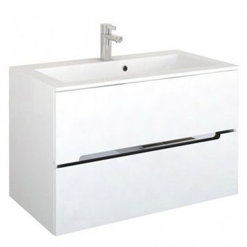 Set mobilier suspendat Oristo Silver si lavoar marmura 90 cm, alb - Dimensiune 90 cm