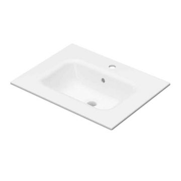 Lavoar pentru mobilier Fluminia, din ceramică, slim, alb, 60 x 46 cm