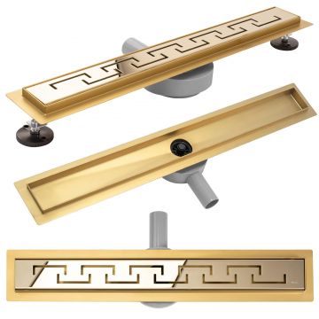 Rigolă de duș Rea Greek, auriu lucios, 90 cm