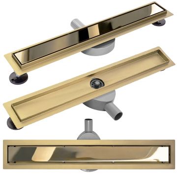 Rigolă de duș Rea Pure Neo Mirror, auriu, 60 cm