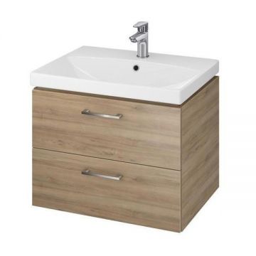 Set mobilier suspendat Cersanit, Lara, cu lavoar Como, 60 cm, nuc