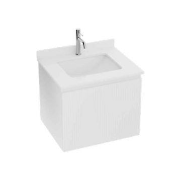 Set mobilier suspendat cu lavoar sub blat, Spectrum, Asturias 60 cm, riflat, alb