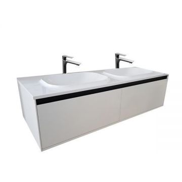 Set mobilier suspendat si lavoar Kolpasan, Pandora, 150 cm, alb