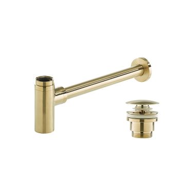 Sifon decorativ de baie, auriu periat, din alama sanitara, Elysium